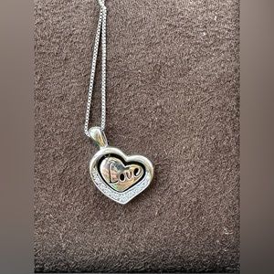 Love double heart necklace with diamonds